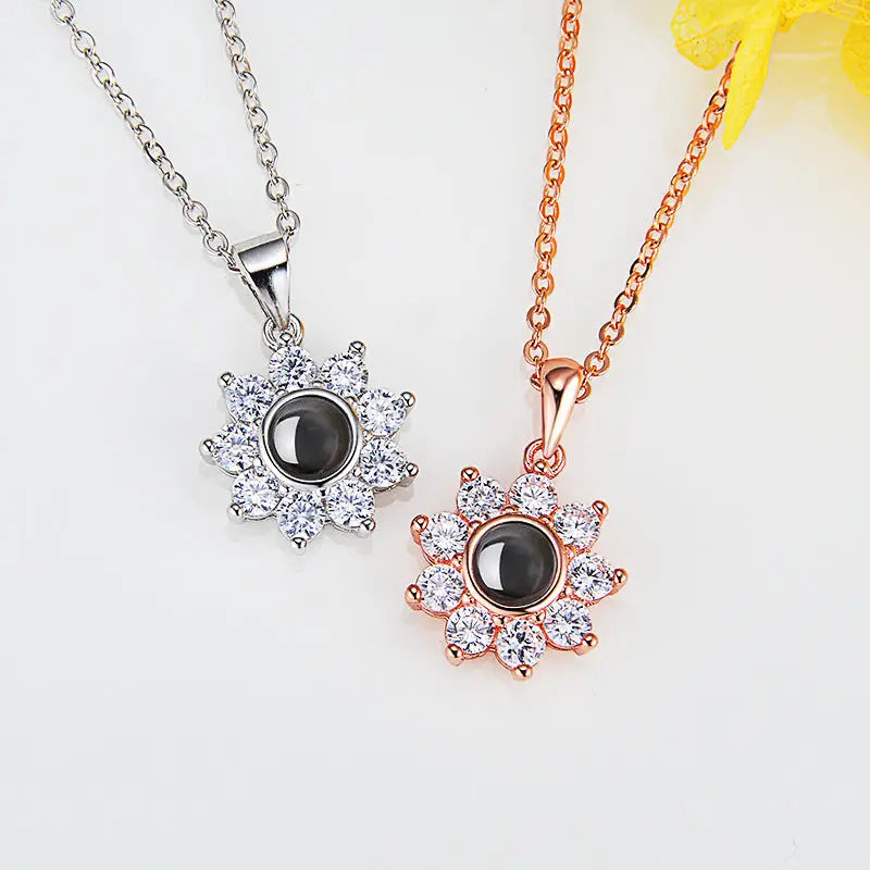 Sunflower Photo Projection Necklace – Keep Your Memories Close ✨ eprolo