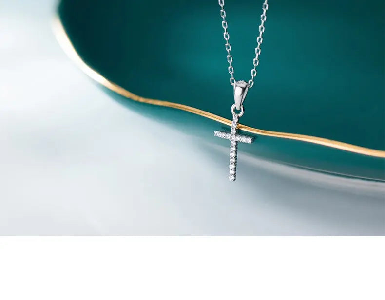 S925 Silver Diamond Cross Necklace – Faith, Strength & Timeless Elegance ✨✝️ eprolo