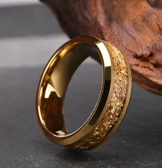 Gold Leaf Tungsten Steel Ring – Strength Meets Natural Elegance 🍃✨ eprolo