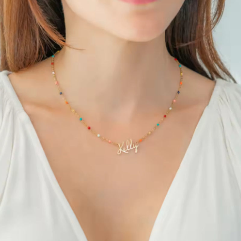 Personalized Enamel Name Necklace – Bright Colors, Beautiful Memories 💖 eprolo